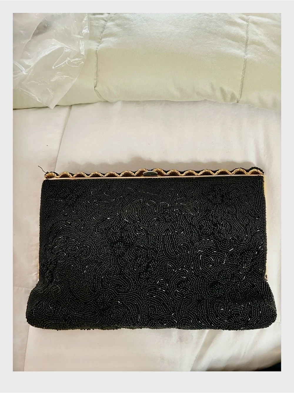 Crystal-Embellished Silver Evening Bag